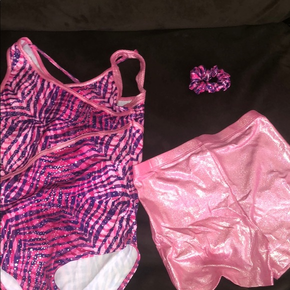 3 piece pink and purple dance leotard - Picture 1 of 3